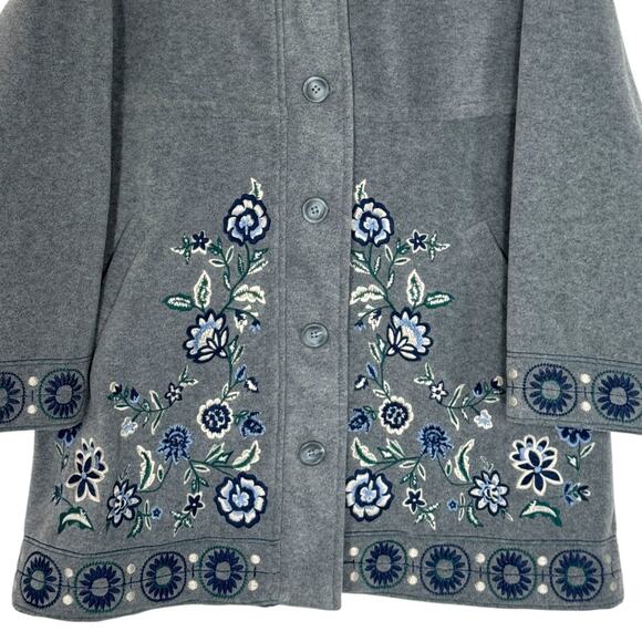 VTG Coldwater Creek Jacket Women M Floral Embroidered Fleece Cottage Soft Grunge - Picture 3 of 12